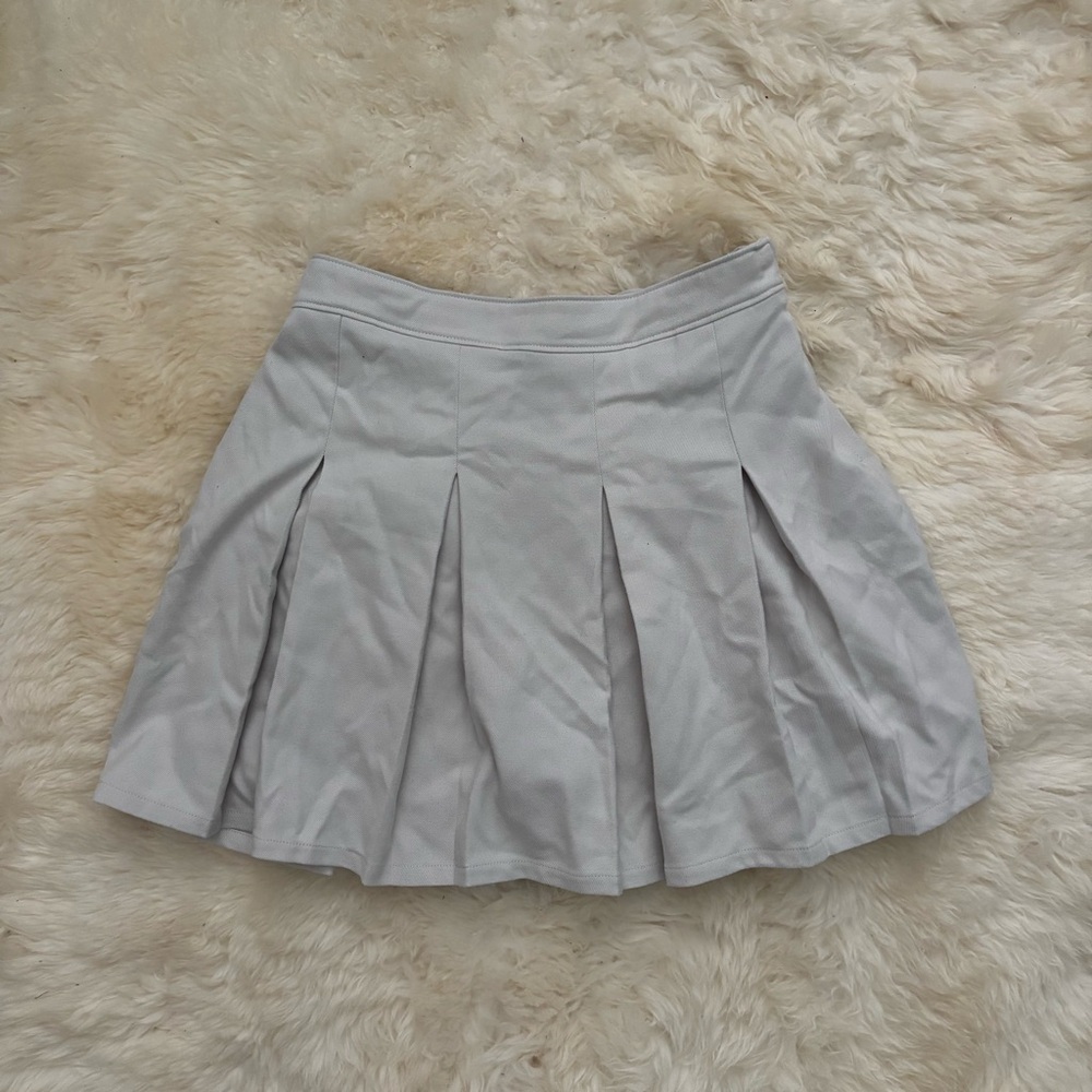 Hollister Beige Pleated Mini Skirt for Uniform with Zipper and Under Shorts
